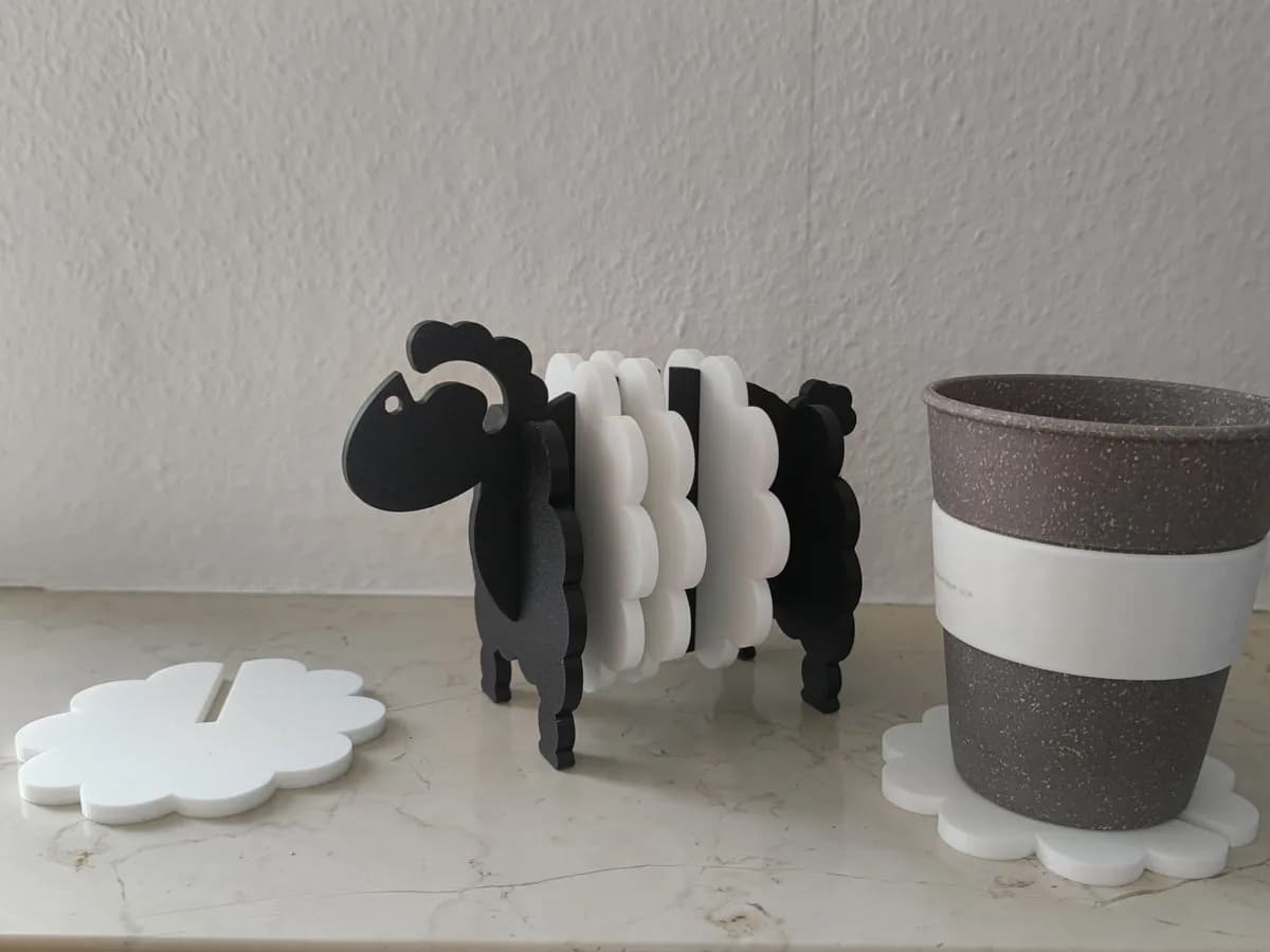 Porta-copos ovelha — conjunto montado