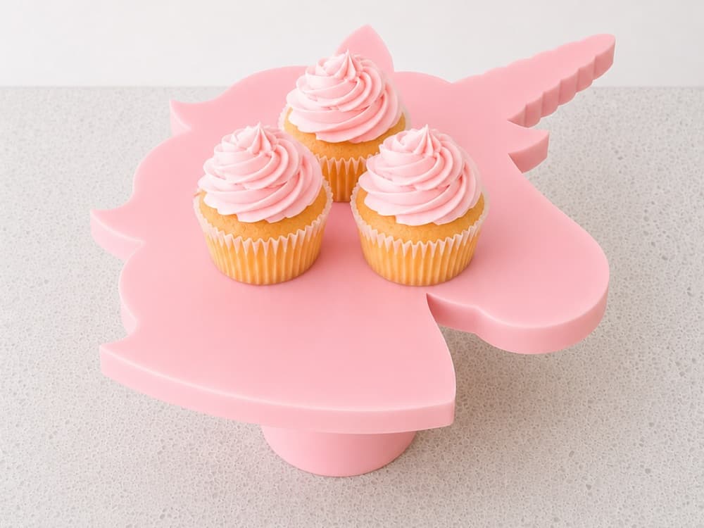 Suporte bolo unicórnio — rosa com cupcakes