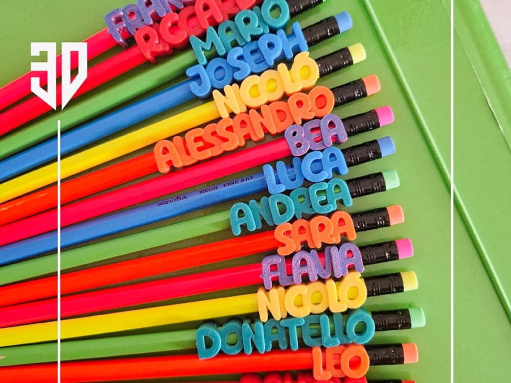 Etiqueta nome lápis — conjunto colorido com nomes